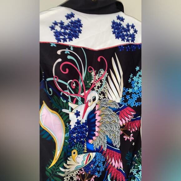 Burryco Floral Folklore Blouse Dress V Neck - Picture 15 of 16